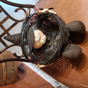 Vintage 1991 Joelson Industries Halloween Witch Candy Basket Bucket Pail Wicker